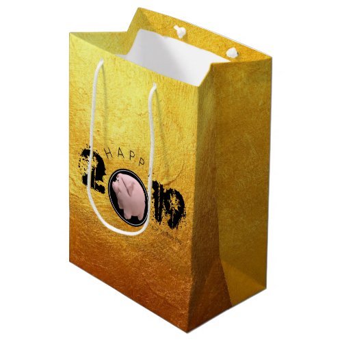 Happy PIg Year 2019 Original 3D golden M Gift Bag