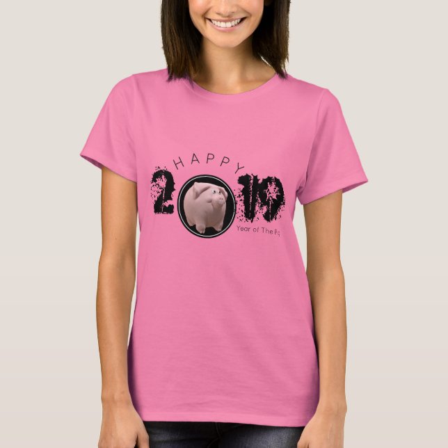 Happy PIg Year 2019 Original 3D Woman Tee (Front)