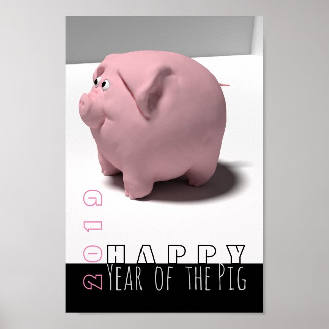 Happy PIg Year custom 2019 cute 3D Vertical Poster (Front)