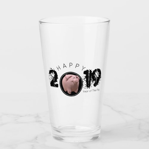 Happy PIg Year Large 2019 Original 3D Drinking G 2 Glass