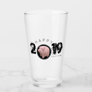Happy PIg Year Large 2019 Original 3D Drinking G Glass