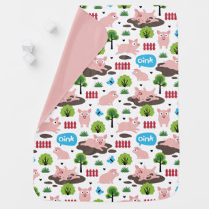 Happy Piglets In The Mud Baby Blanket