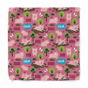Happy Piglets In The Mud Bandana