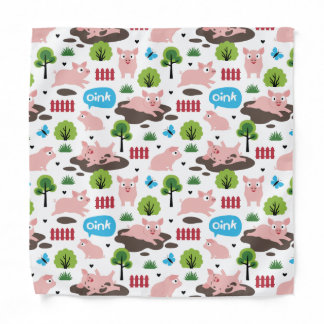 Happy Piglets In The Mud  Bandana