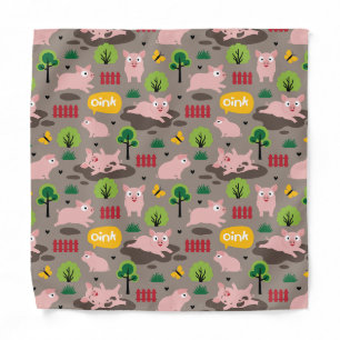 Happy Piglets In The Mud  Bandana