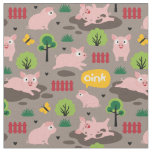 Happy Piglets In The Mud  Fabric