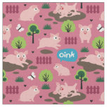 Happy Piglets In The Mud  Fabric