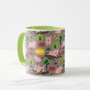 Happy Piglets In The Mud Mug