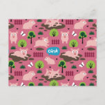Happy Piglets In The Mud Postcard