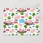 Happy Piglets In The Mud Postcard