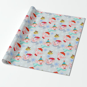 Happy Pigs Christmas Pattern Wrapping Paper