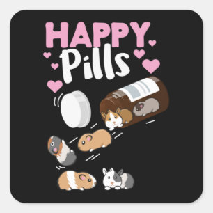 Happy Pill Guinea Pig Square Sticker
