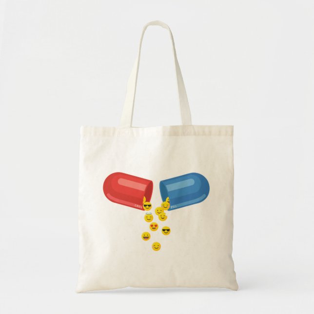 Happy Pill: Positive Emoticons Tote Bag (Front)
