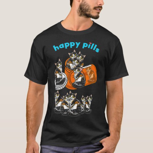 Happy Pills Calico Cute Tortoiseshell Feline Cat T_Shirt