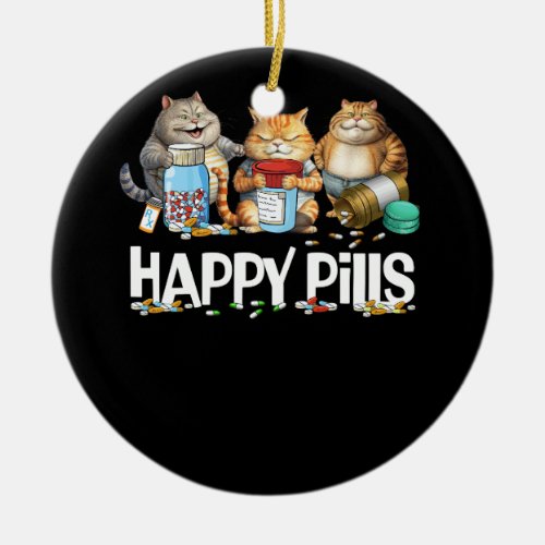Happy Pills Cat I Love Cat Fat Cat Medicine Animal Ceramic Ornament