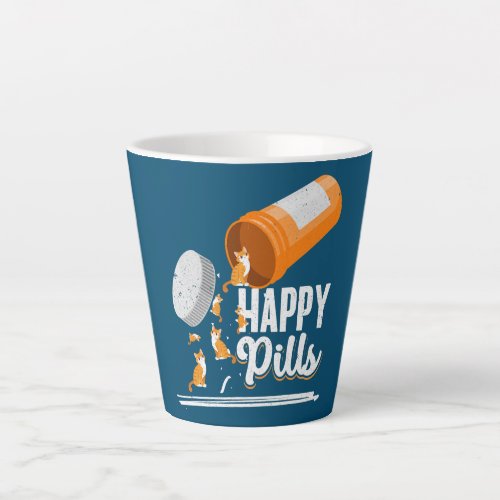 Happy Pills Cat Lover Owner Ideas Men Women  Latte Mug