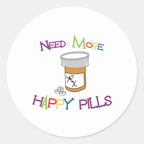Happy Pills Classic Round Sticker