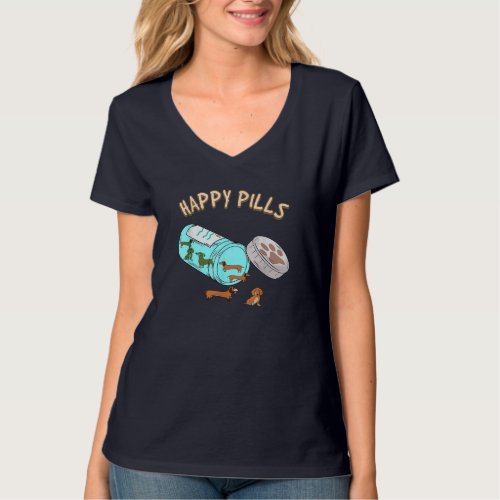 Happy Pills Dachshund Dog Lover Gift T_Shirt