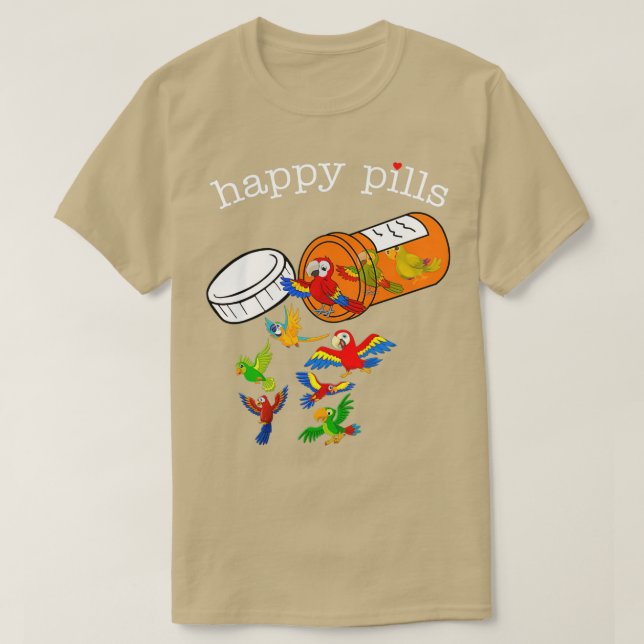 Happy Pills Parrot T-Shirt (Design Front)
