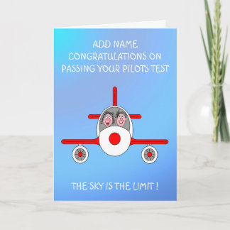 Happy pilot just passed test card