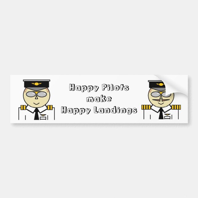 Happy pilots make happy landings Bumper Sticker (Front)