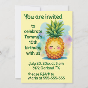 Happy Pineapple Birthday Party Invitation