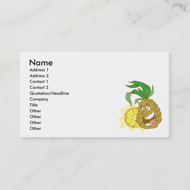 happy pineapple character dude business card (Front)