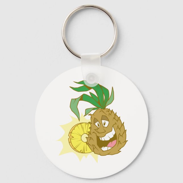 happy pineapple character dude keychain (Front)