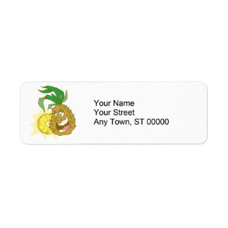 happy pineapple character dude label