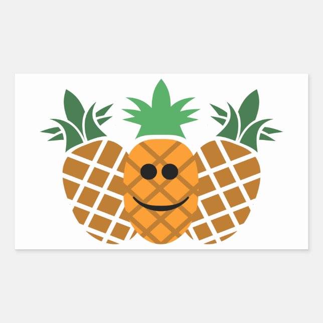 Happy Pineapple Design - Classic Round Sticker, Gl Rectangular Sticker (Front)