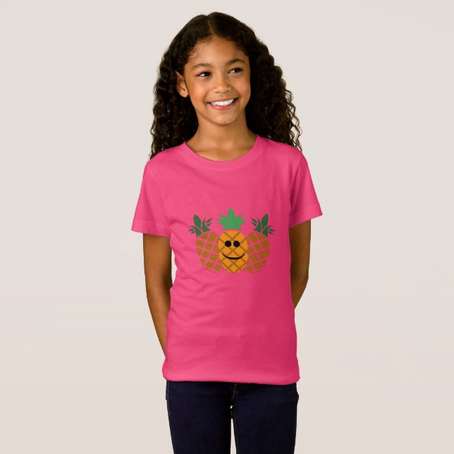 Happy Pineapple Design - Girls' Fine Jersey T-Shir T-Shirt (Front Full)