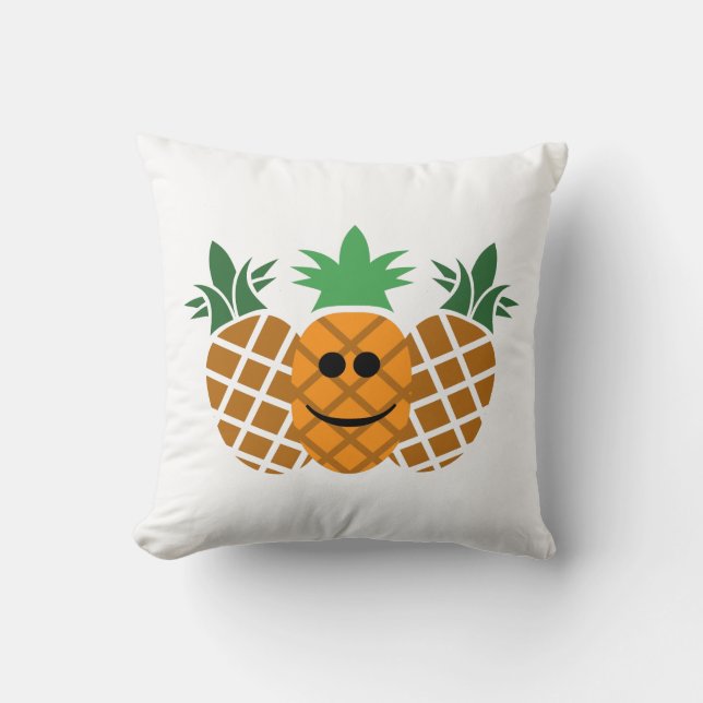 Happy Pineapple Design - Polyester Throw Pillow, T Pillow (Front)
