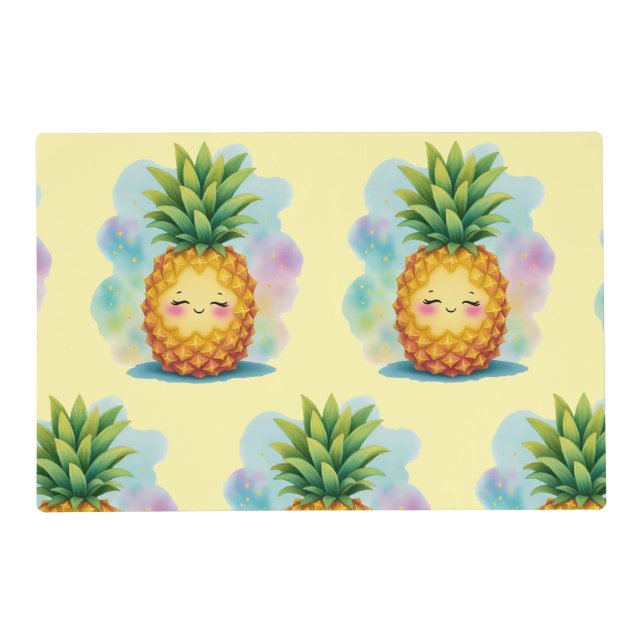 Happy Pineapple Paper Placemats (Front)
