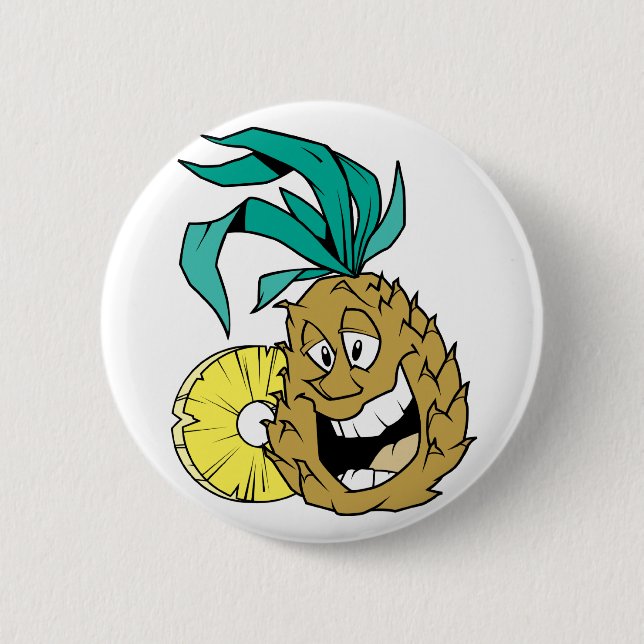 Happy Pineapple Pinback Button (Front)