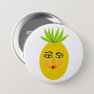 Happy Pineapple Whimsical Button