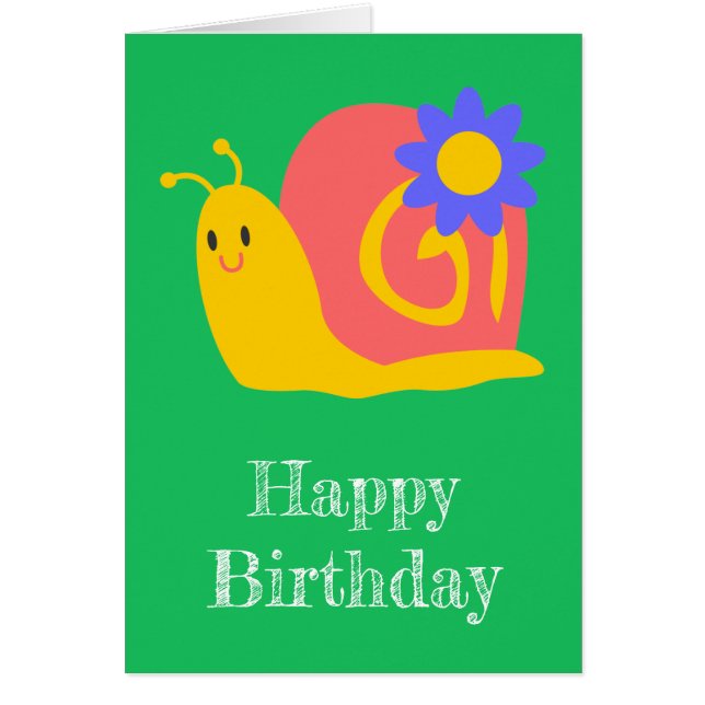Happy pink and green snail cards (Front)