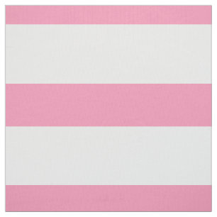 Happy Pink and White Large Stripes Fabric