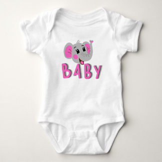 Happy Pink Baby Elephant Baby Bodysuit