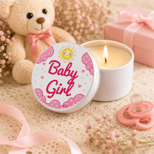 Happy Pink Clouds Baby Girl Shower Mini Candle Favors