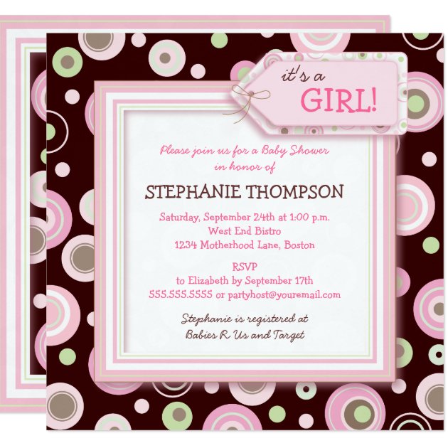 Happy Pink Dots Girl Baby Shower Invitation