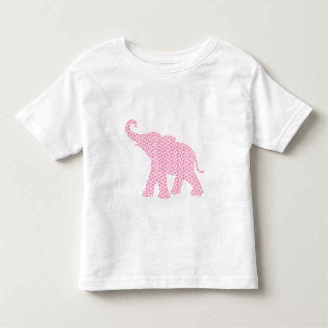 Happy Pink Elephant-Art Pattern Cute Toddler T-shirt (Front)