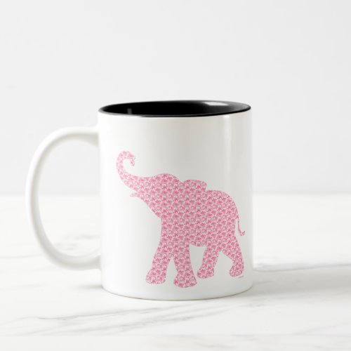 Happy Pink Elephant_Art Pattern Cute Two_Tone Coffee Mug
