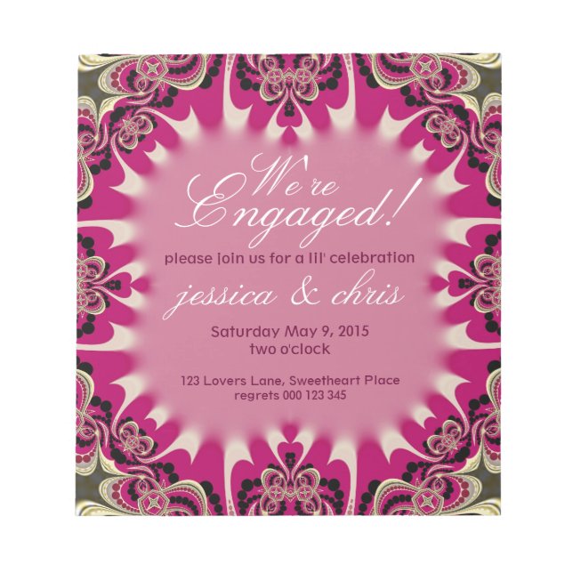 Happy Pink Engagement Budget Invitation notepad (Front)