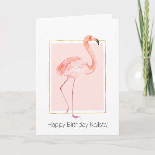 Happy Pink Flamingo Birthday Card