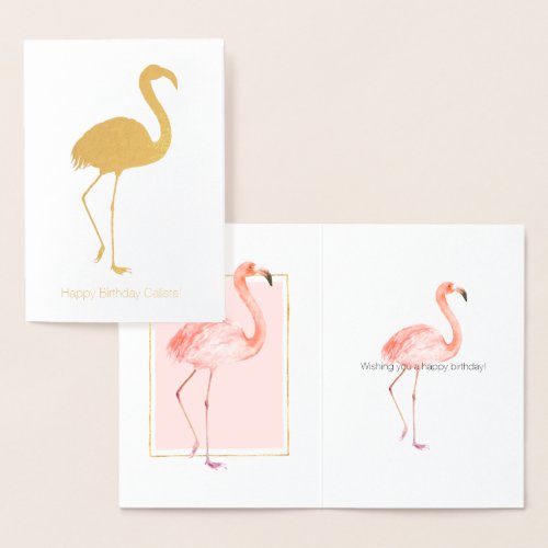 Happy Pink Flamingo Birthday   Foil Card