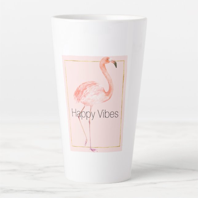 Happy Pink Flamingo Latte Mug (Front)
