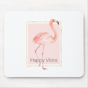 Happy Pink Flamingo Mouse Pad