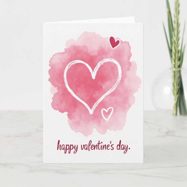 Happy Pink Hearts Valentines Day Card (Front)