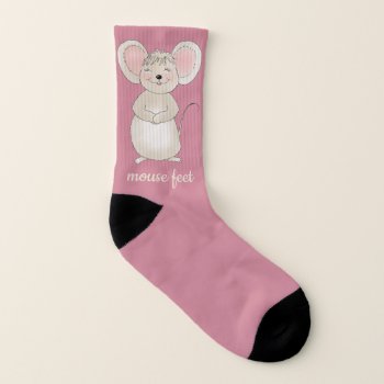 Happy Pink Mouse Feet Socks by colorwash at Zazzle
