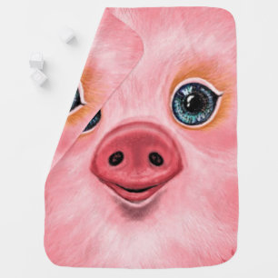 Happy Pink Pig Baby Blanket - Smile